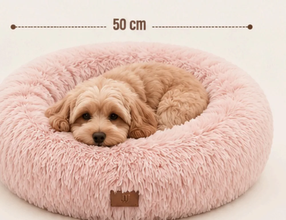 Cama redonda de peluche